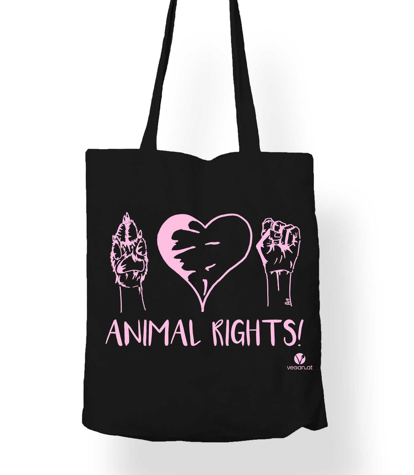 Stofftasche – Animal Rights (weiß oder rosa bedruckt)