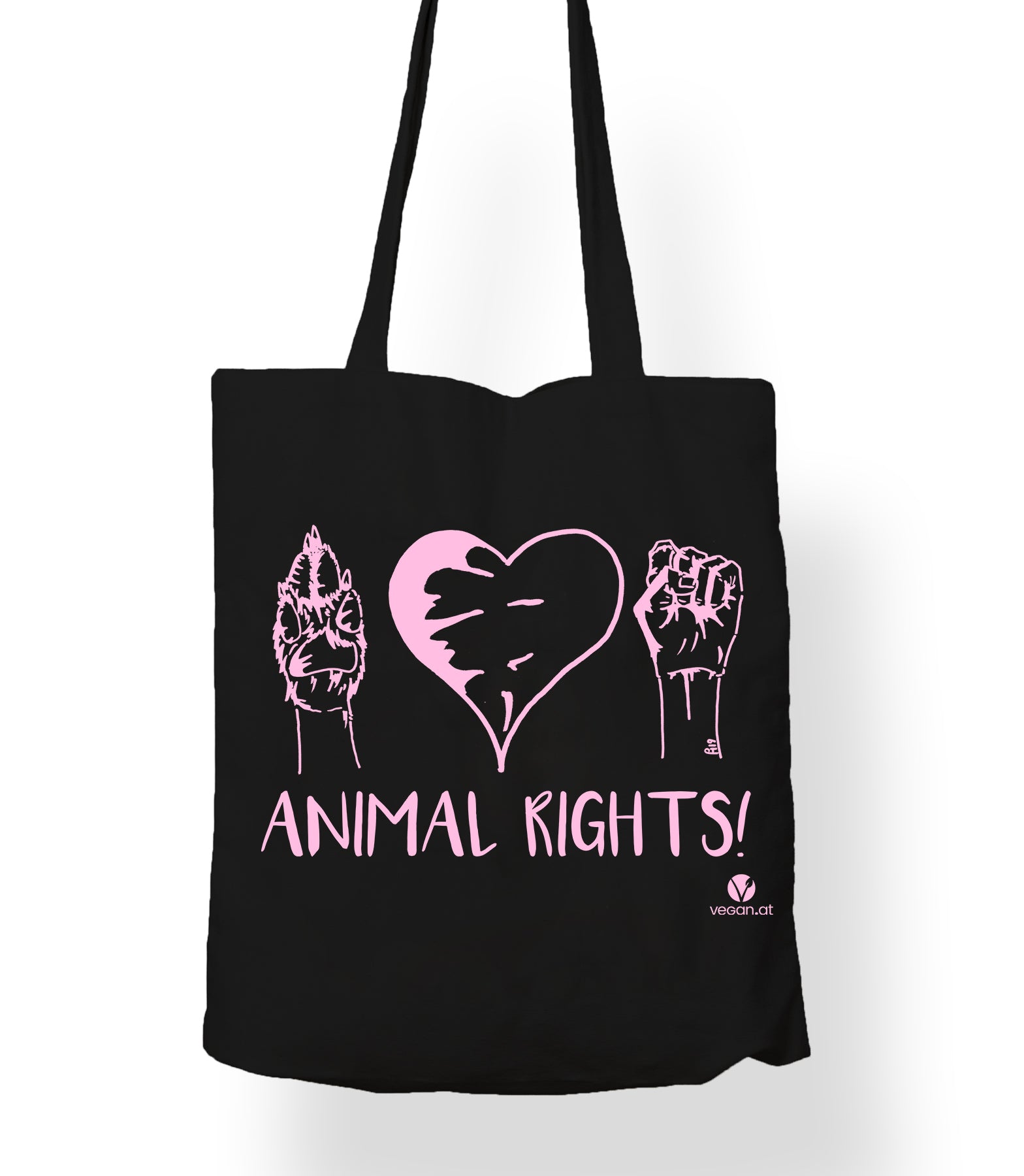 Bild von Stofftasche Animal rights rosa bedruckt in schwarz