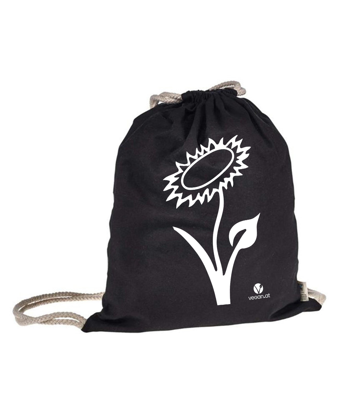 Bild von Turnbeutel Veganblume in schwarz