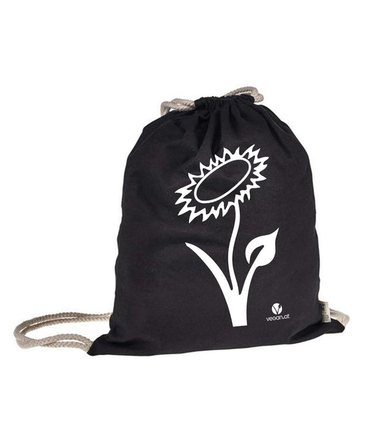 Bild von Turnbeutel Veganblume in schwarz
