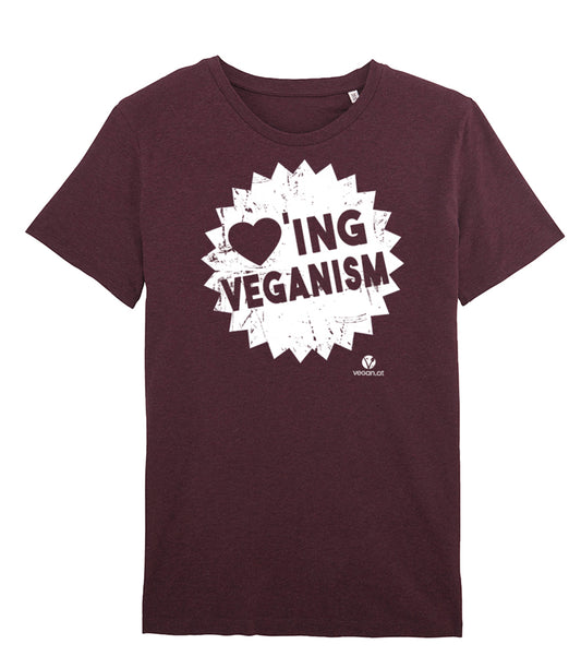Bild von Shirt Loving Veganism in dunkelrot