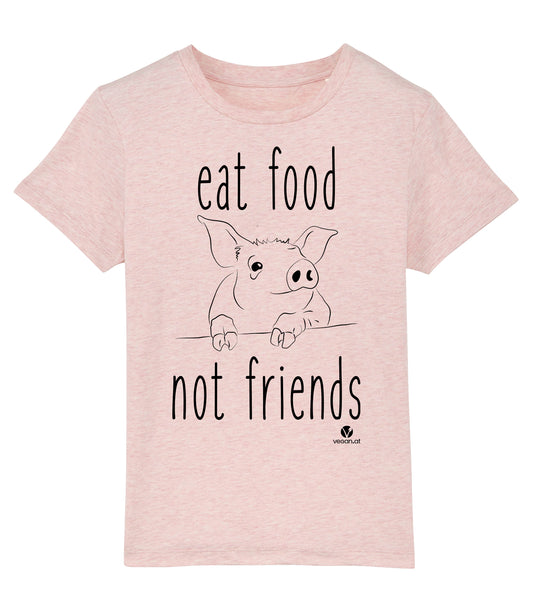 Bild von Kindershirt Eat Food Not Friends in pink