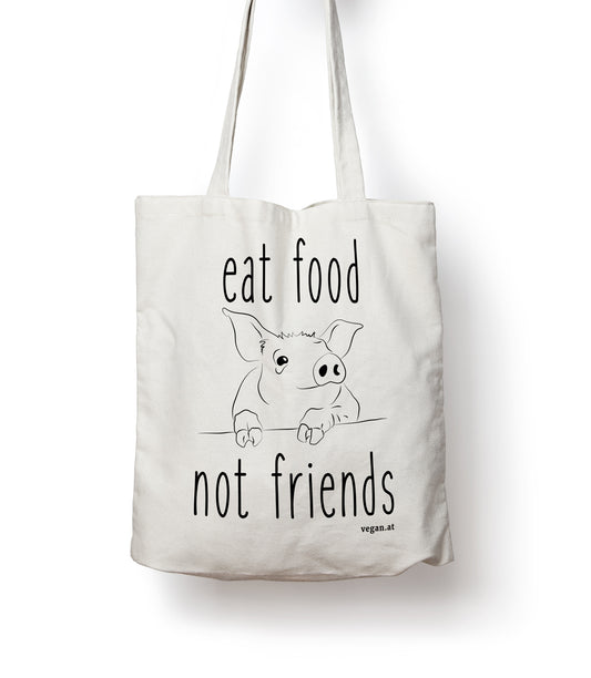 Bild von Stofftasche Eat Food Not Friends in weiß
