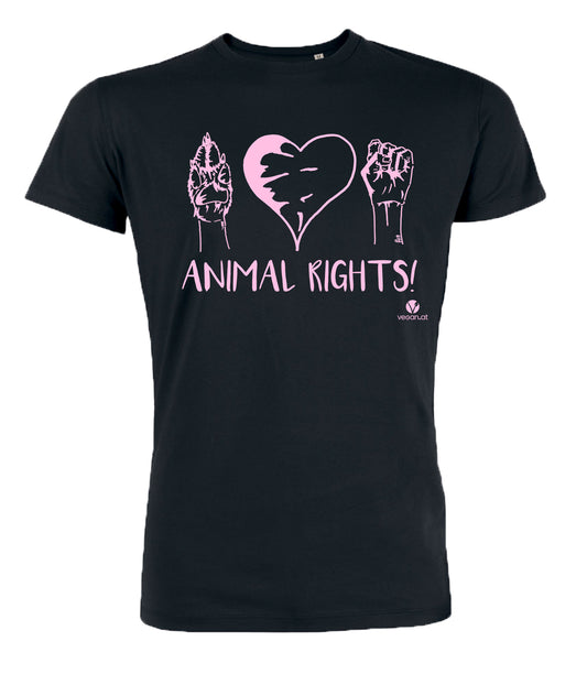 Bild von Shirt Animal Rights rosa bedruckt in schwarz